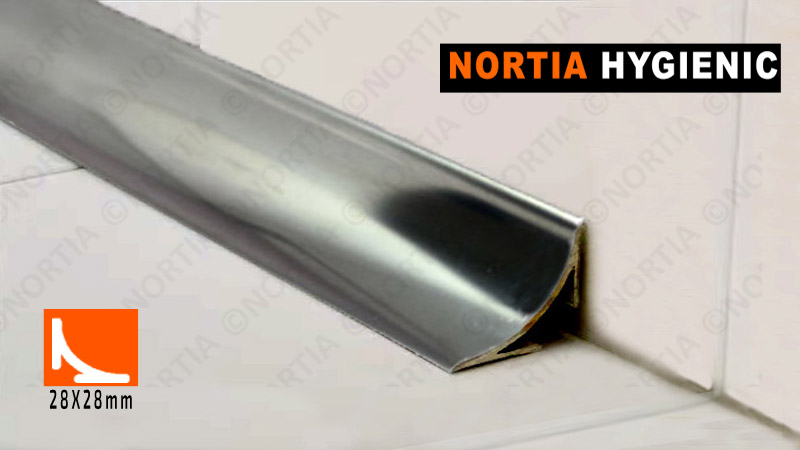 υγειονομική γωνιά αλουμινίου 28mm (Ασημί Γυαλιστερή) - Nortia